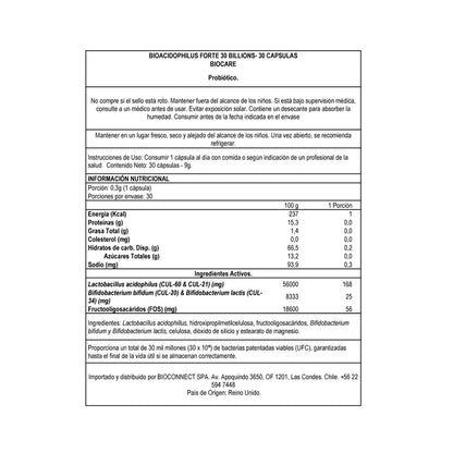 Suplemento: Probióticos - BioAcidophilus Forte - 30 billones